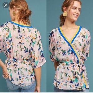 {ANTHROPOLOGIE} Sporty Floral Wrap Top